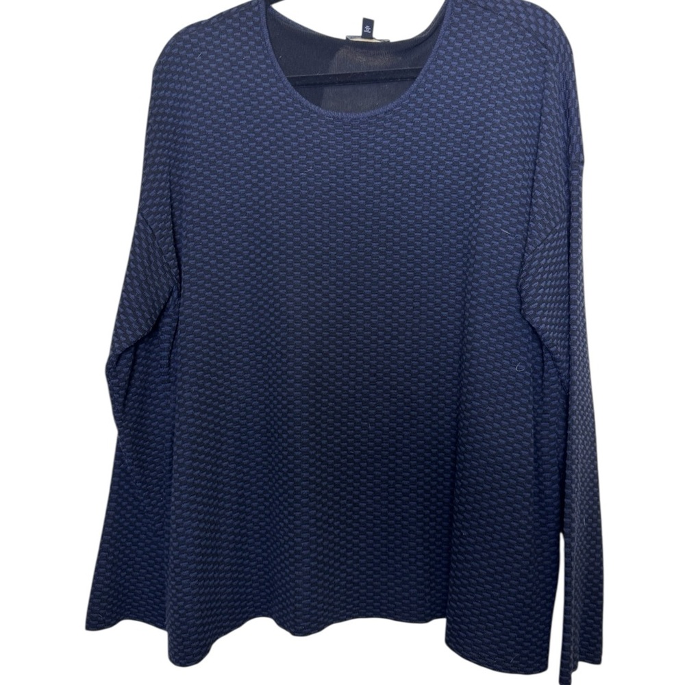 Eileen Fisher Women’s Midnight Blue/Black Tencel Knit Long Sleeve Tulip Sweater